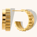 Dingran 18K Stainless Steel C Shape Gear Charm Hoop Earring Trendy Tarnish-Free Jewelry for Weddings Parties Gifts-Wholesale
