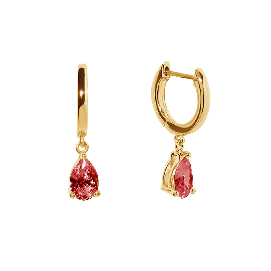 Trendy Hort Sale 14k Gold Vermeil Jewelry 925 Sterling Silver Cubic Zirconia Teardrop Dangle Huggie Earring