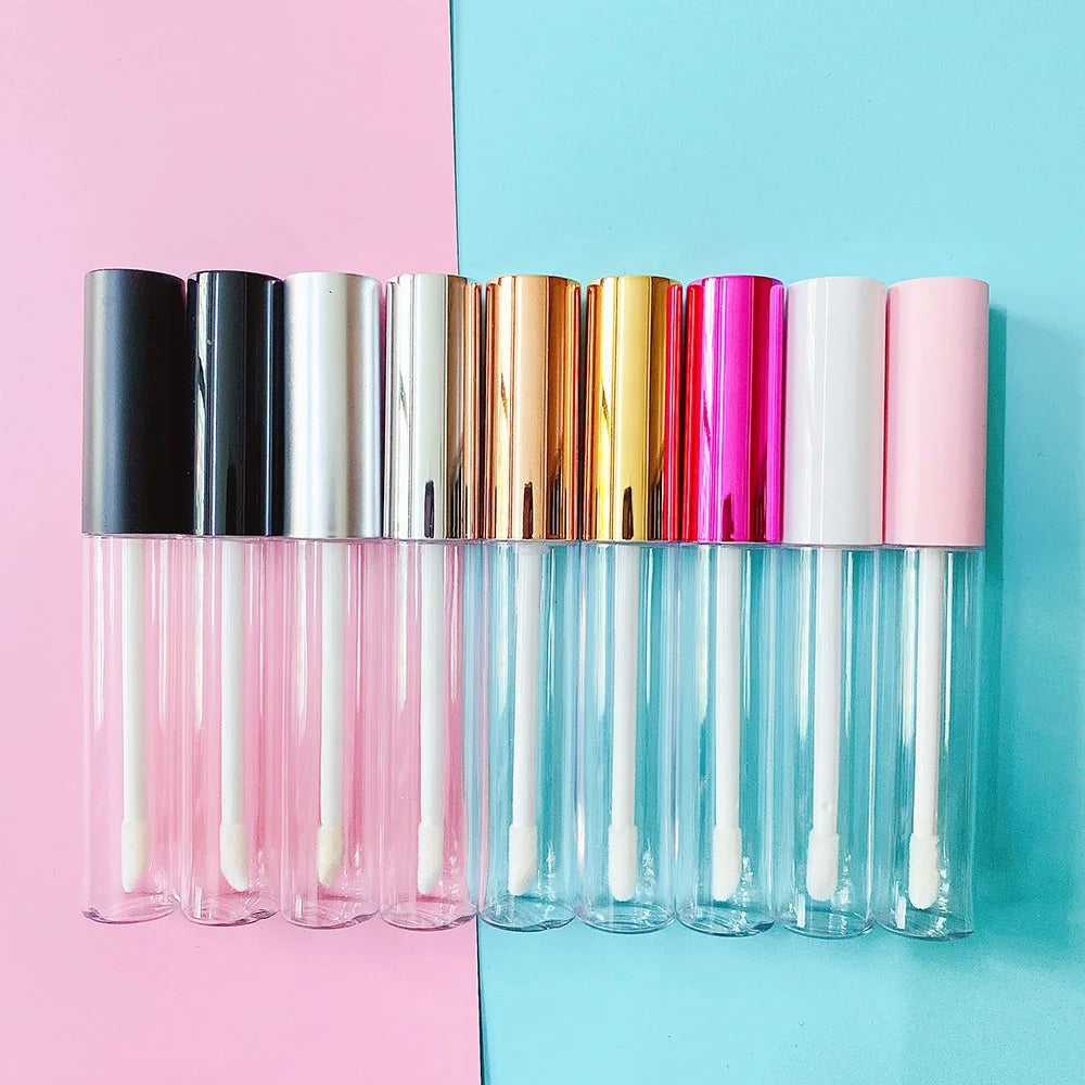 LZ Pack Stock 100pcs Custom Private Label Round Empty Lip Gloss Containers Pink 10ml Lip Gloss Tubes  for Lipgloss