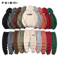 FEIBAI Factory ODM OEM Ready Stock Wholesale Custom 320 Grams 100% Cotton French Terry Unisex Jogger Sweatpants and Hoodie Set