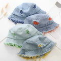 Custom Funky Wide Distressed Brim Blue Jean Bucket Hat Women's Cotton Denim Fisherman Hat for Hip Hop Style Casual Party Travel