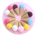Hot Sale Resin Artificial Pompon Ball Miniature 3D Ice Cream Model for DIY Decorations Handwork Supply