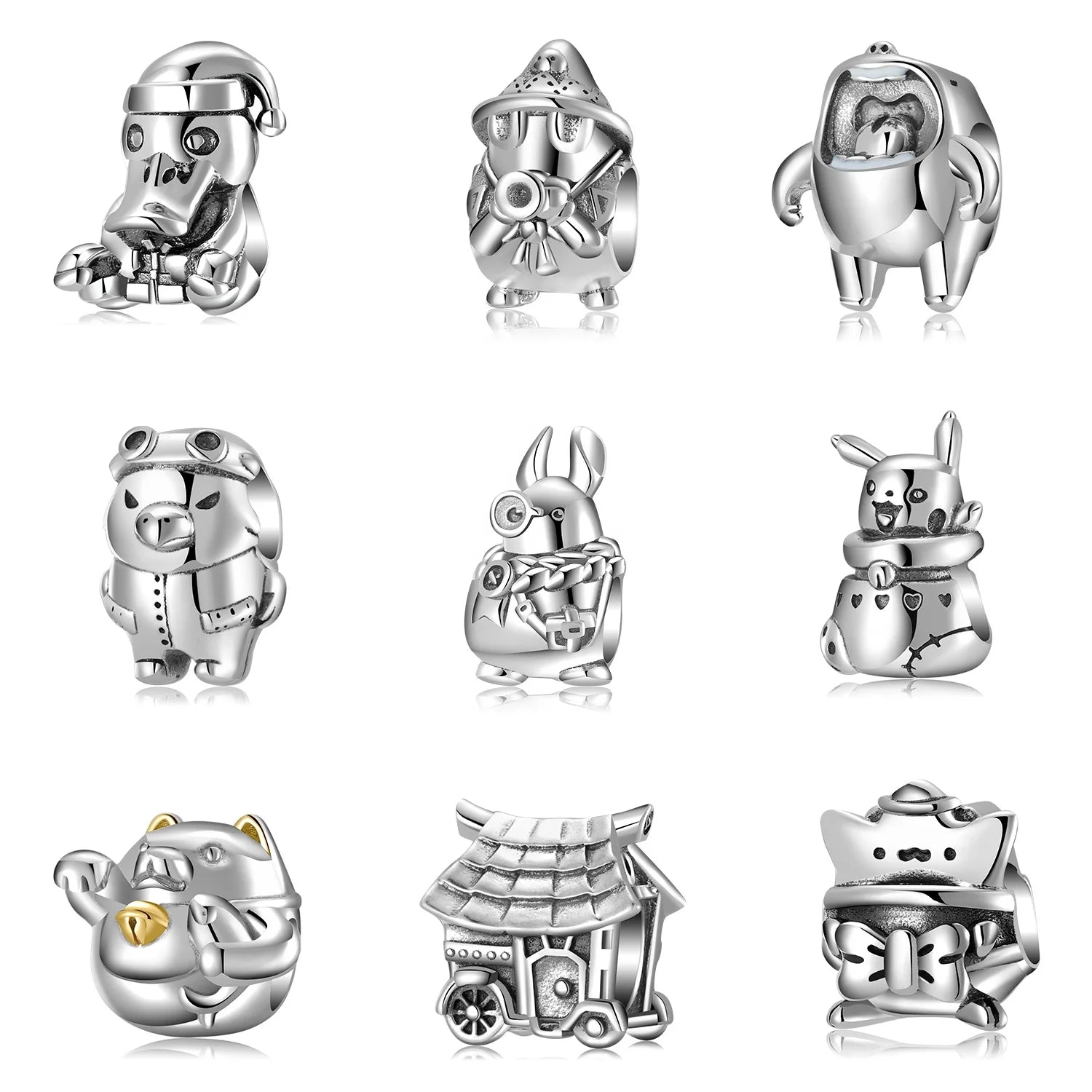 Cute Animals Fashion Original 925 Sterling Silver Charm Beads for Women Bracelet Accessory Jewelry Stock Dropshipping DIY Gift