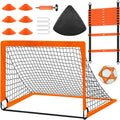 4FT Portable Soccer Goal Kids Square Fiberglass Frame Net Orange Foldable Adjustable Eco-Friendly Easy Assembly With Packing Bag