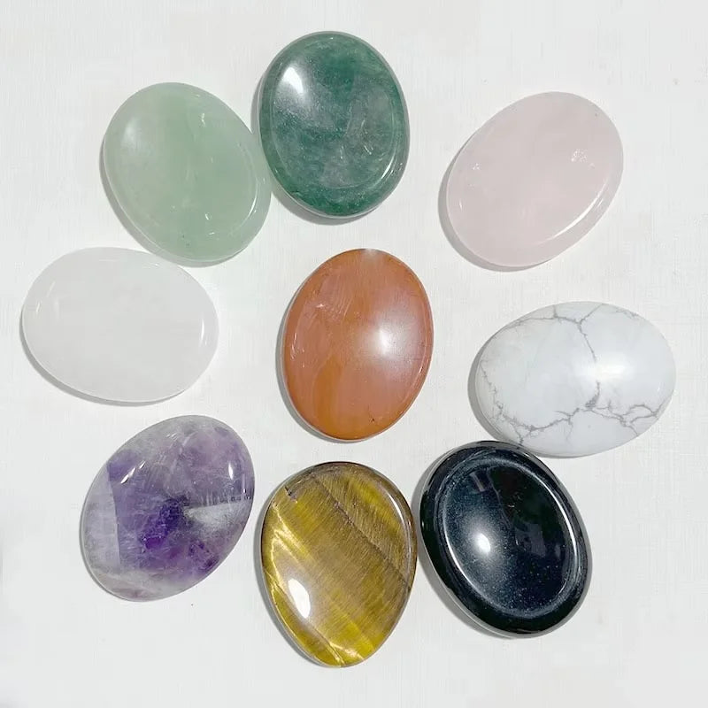 Bulk Wholesale Healing Oval Shaped Natural Rose Quartz Massage Stones Crystal Thumb Worry Stone