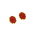 Wuqie 925 Sterling Silver Women Jewelry Gold Plated Red Agate Stud Earrings