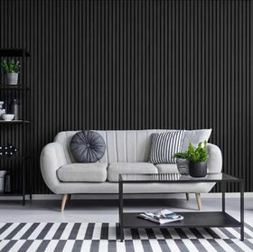 Quality Waterproof Wooden Slat Acoustic Wall Panels MDF 2440*600*22mm Nature Smoky Oak Walnut Veneer Household Entertainment