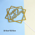 10pcs Happy Birthday Cake Topper Glitter Paper Gold Cake Toppers Happy Birthday Party Supplies Cake Decorations