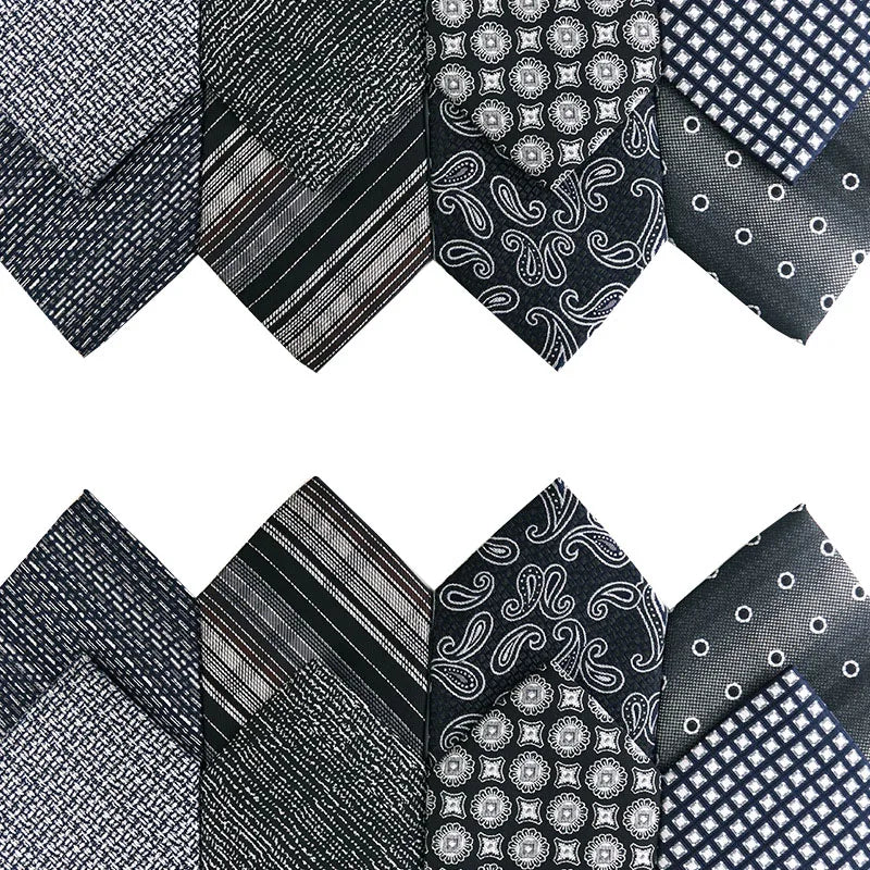 Korean Style 7.5cm Skinny Black Polyester Tie Luxury Paisley Floral Dots Neck Ties for Men Wedding Party Gravatas