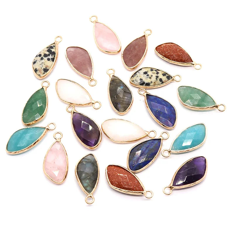 Natural Stone Pendant Necklace Link Chain Necklaces Gold Plated Natural Gemstone Necklace Agate Stone Jewelry
