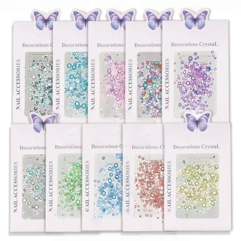 3D Nail Art Accessories Supplies DIY Colorful Nails Charm Decoration Crystal Flat Nail Rhinestones