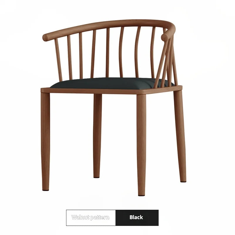 Wood Grain Backrest Desk Chair with High Resilience Sponge Simple Dining Chair