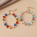 New Arrivals Diamond Geometric Link Chain Bracelet Bling Colorful Crystal Rhinestone Water Drop Bracelets for Party