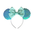 Ziming New Designed Mermaid Scale Candy Color Sequins Mouse Ears Headband Satin Bow Headband Kids DIY Headband