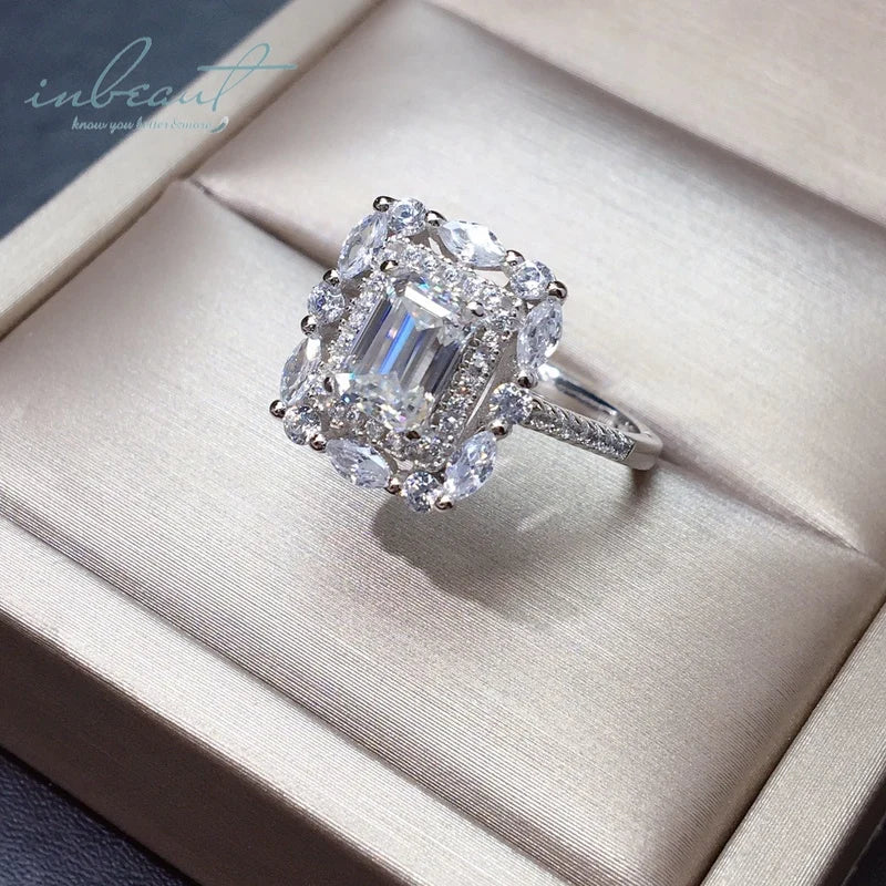 Silver 925 Original 1 Ct Brilliant Radiant Cut Diamond Test Past D Color Moissanite Blossom Ring for Wedding Gift Fine Jewelry