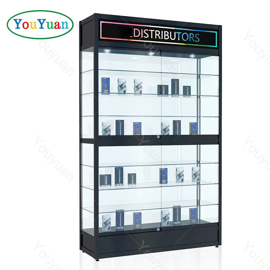 Wholesale Decorative Smoke Shop Led Light Cheap Display showcase Retail Glass Display case with Lighting