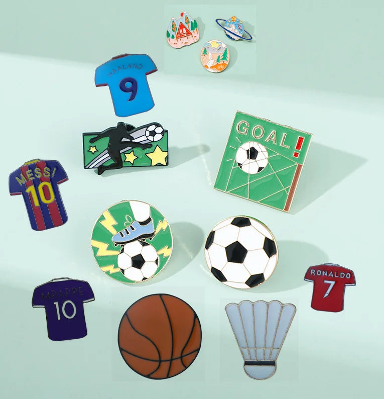 Fashion Custom Volleyball Football Soccer Basketball Soft Enamel Brooch Hat Clothes Pin Badge Lapel Pins Brooches Women