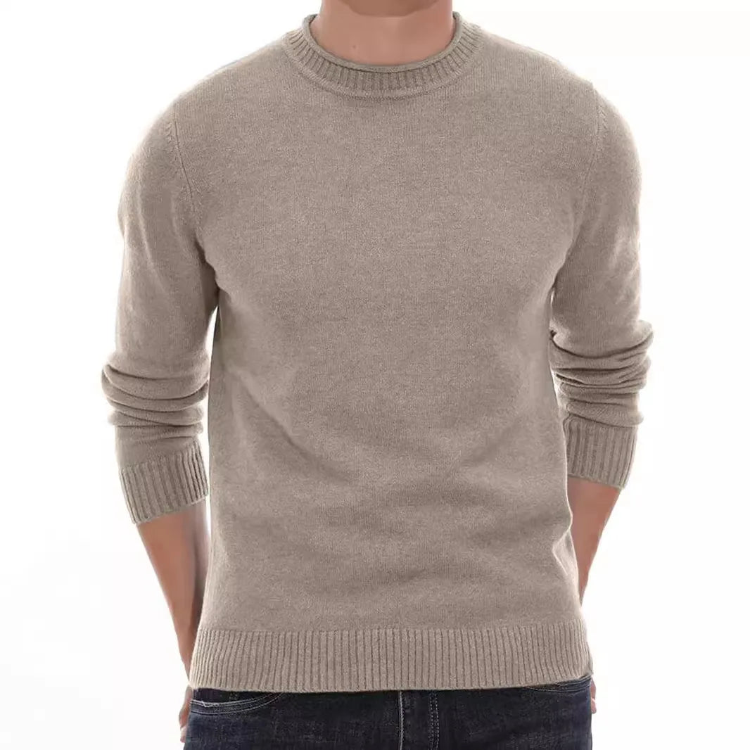Men's Crew Neck Sweater Soft Casual Men Casual Polyester Pullover Sweaters With Ribbing Knitted Cuff