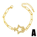 Fashion Cubic Zirconia Chain Hand Bracelet Fashion Cz Clasp Charm Bracelet Gold Beaded Star Bracelet Women Men Jewelry