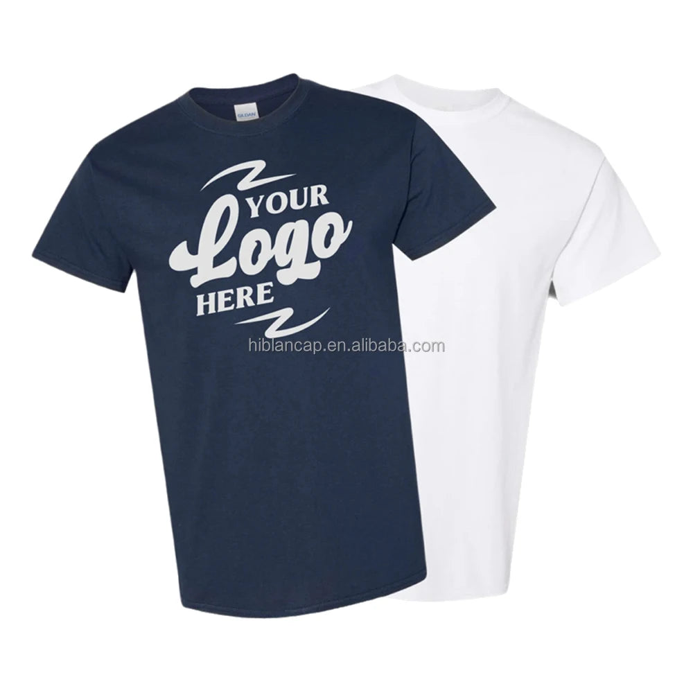 Wholesale White Black Custom Embroidery Silk Printed Logo Blank 100% Cotton T-shirts Heavyweight Plain Men's Custom T Shirt