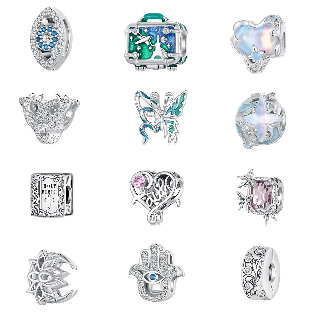 Jiang Yuan Wholesale Fine S925 Jewelry 925 Sterling Silver Heart Pendants Butterfly Charm Pendants for Bracelet Necklaces