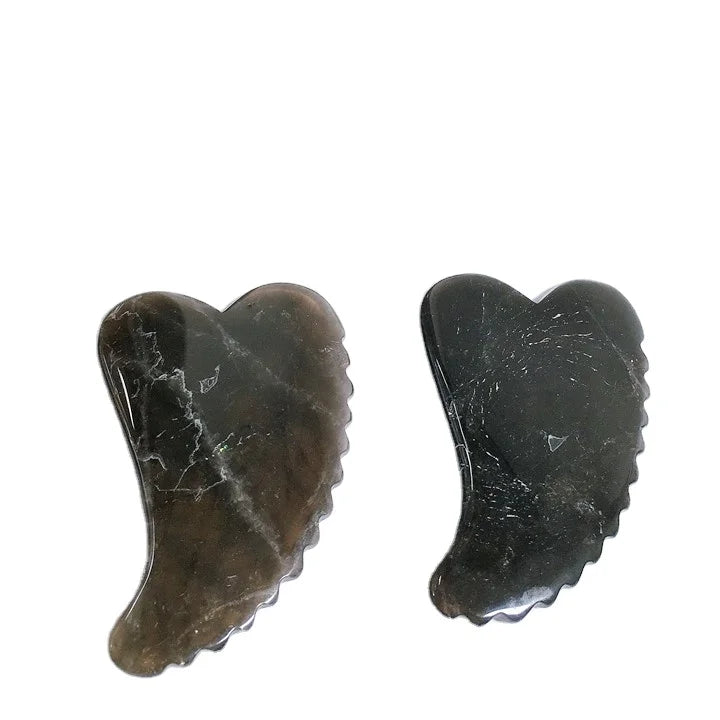 Huiying Chinese Spiky Heart Gua Sha Natural Crystal Smoky Quartz Scraping Massage Gua Sha Tool