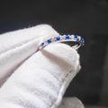 New Trend Fine Jewelry Simple Rhodium Plated 925 Sterling Silver White Blue Gemstone Eternity Band Ring for Women Unisex