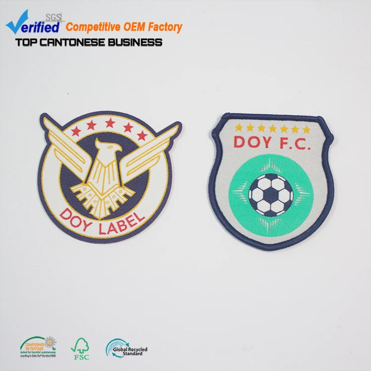 Fashion Caps Parches Designer Custom Logo Heat Press Iron on Woven Patches Labels for Hats