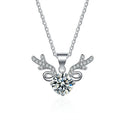 S925 Sterling Silver Christmas Deer Head Pendant Necklace Moissanite Clavicle Neck Chain