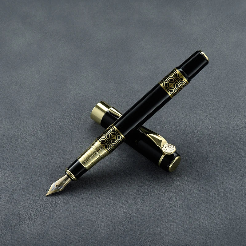 Hot Selling Boligrafos Chinos No Leakage Cartridge Embossed Golden Pen for Gift Market