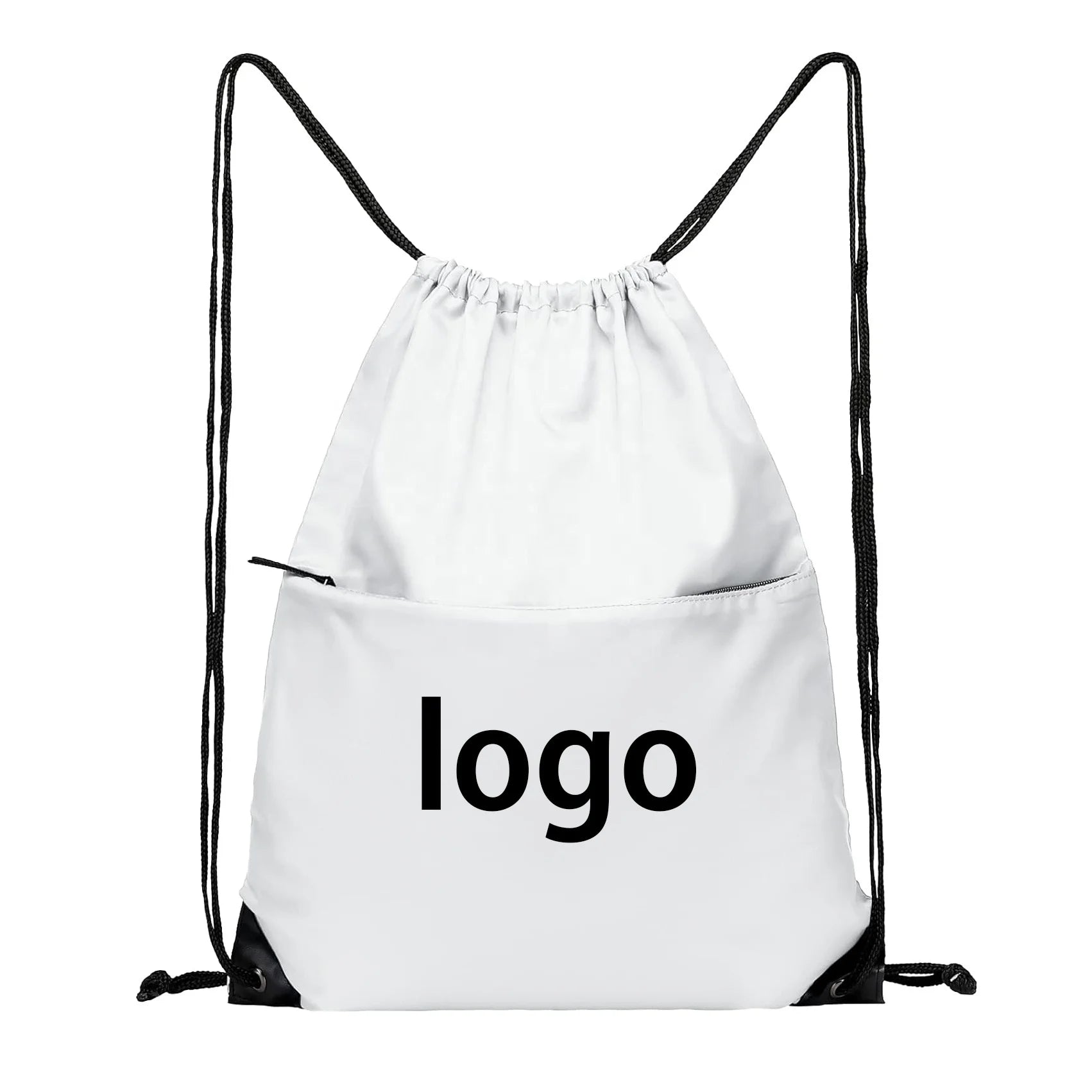 Hot 210d Sports Fitness Ladies Men's Nylon Polyester Large Size Waterproof White Backpack With Zipper Football Drawstring Bag