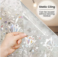 Modern Home Window Privacy Film 3D Iridescent Rainbow with Floral Pattern Static Cling Explosion-Proof Decorative Window Film