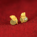 Imitation Hetian Jade Money Pouch Earring Chinese Style Vintage Small Lucky Pouch Earrings Wealth Attract Earring Stud for Women