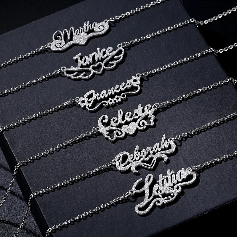 Shiny Matte Custom Name Necklace Darling Stainless Steel Jewelry Personalised Customized Letter Name Pendant Necklace