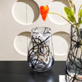 Flolenco Hand Drawn Abstract Black Line Glass Vase for Home Decor Luxury Decoration Interior Tabletop Glass Flower Vases