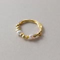 Fashion 1 Piece 925 Sterling Silver Temperament Fresh Water Pearl Wave Splicing Ring for Women Birthtday Gifts Jewelry
