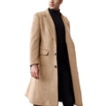 Winter Warm Long Sleeve Outerwear Autumn Men Casual Turn-down Collar Coat Fashion Plaid Printed Woolen Long Jackets for Men