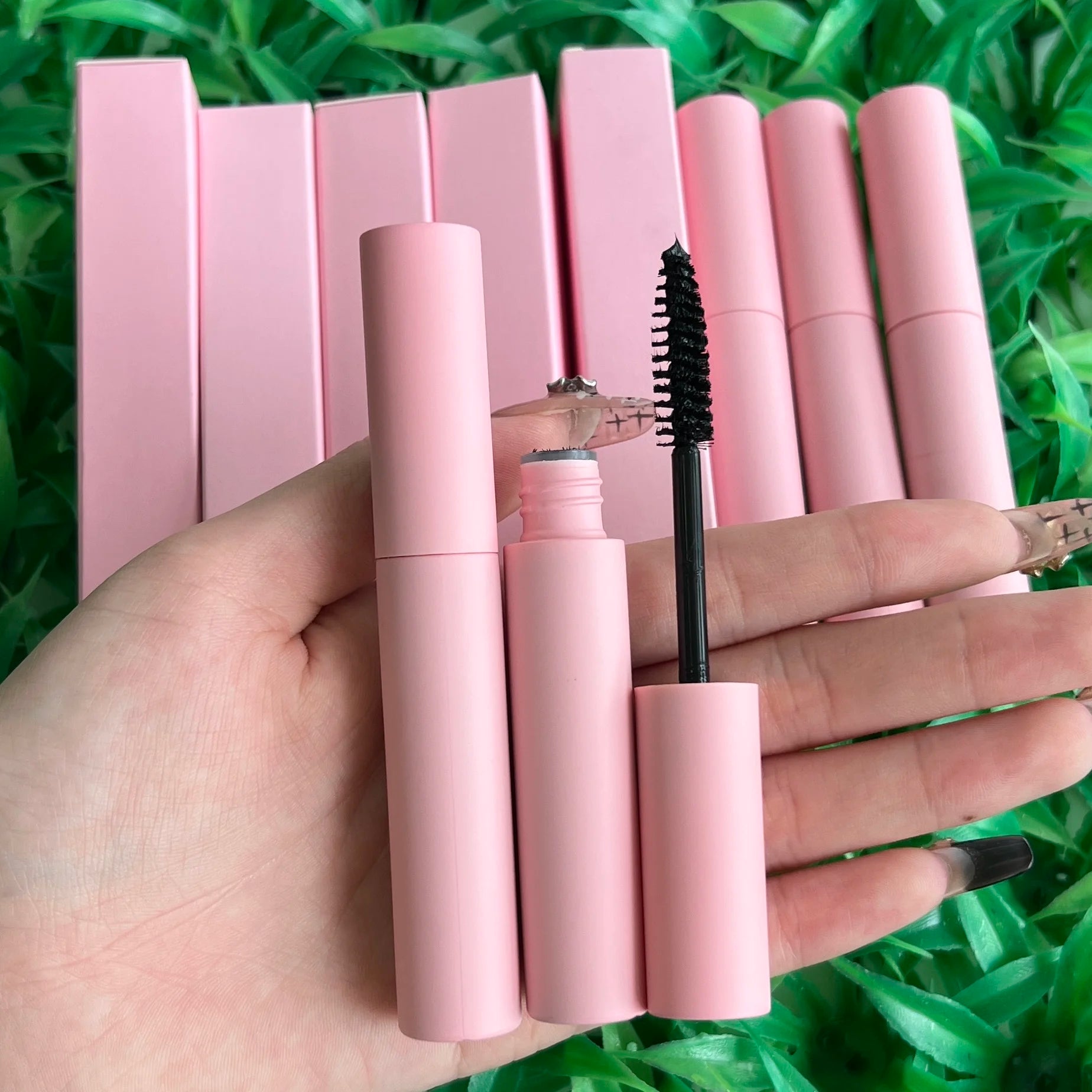 Thick Slender Curvy Waterproof 3D Maxi Volume Brush pink Tube Mascara Private Label