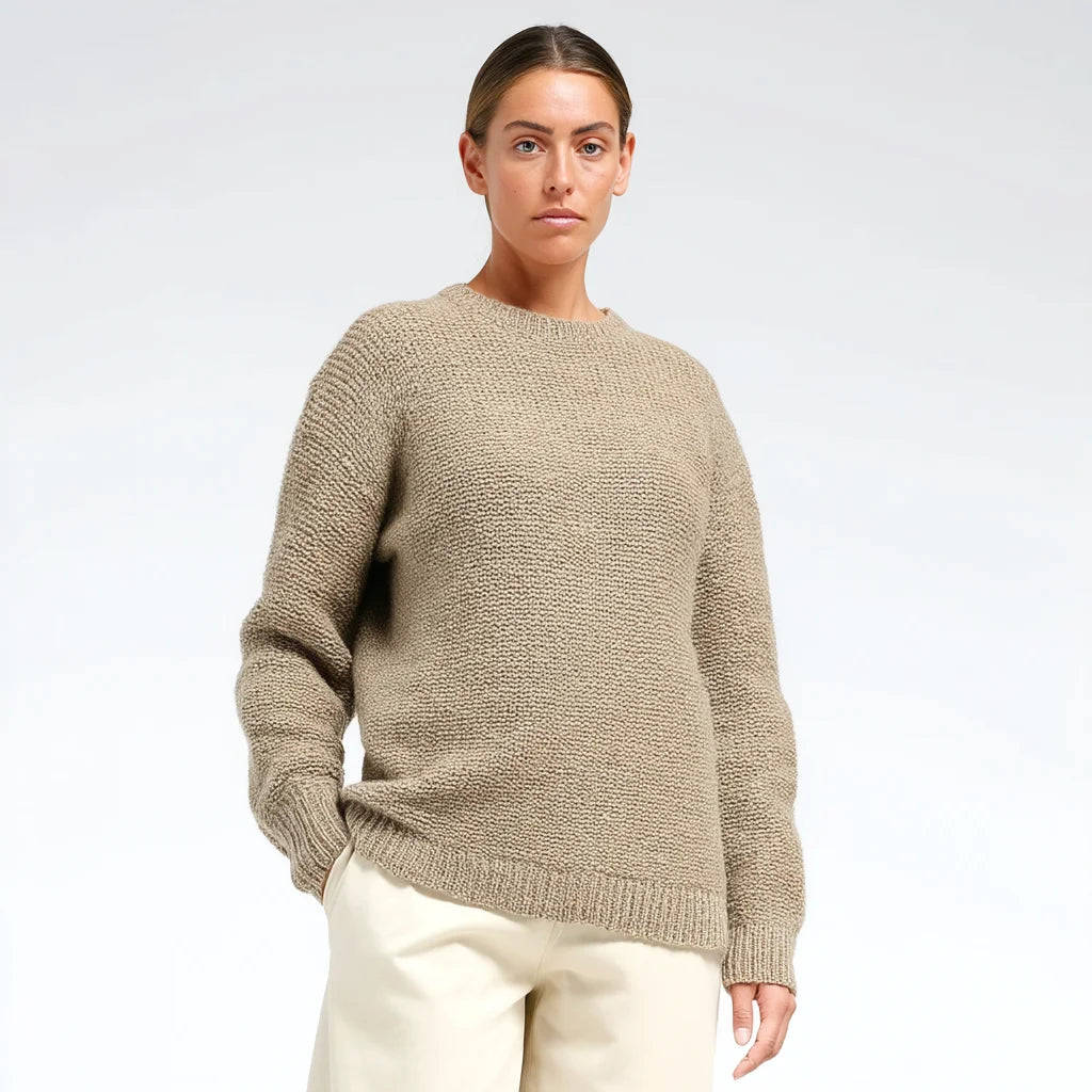 Women's Oversized Chunky Textured Knit Sweater Soft Brushed Cashmere Alpaca Blend Long Custom Logo Print Pattern XS Fashionable