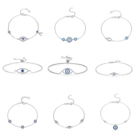 Wholesale Price Blue Eyes Series Hand Chain S925 Sterling Silver 18K Gold Plated Blue Zirconia Devil's Eye Tennis Bracelet