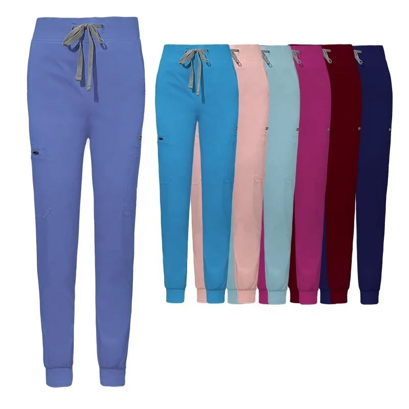 Polyester Rayon Spandex Ribbed Leg Style Medical Scrub Pants Medical and Nurse Work Uniform Hospital Uniform Jogger Pant