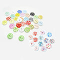 Hot Sale Bulk Stock 24L 15mm 2 Hole Printed Mix Patterns Round Wooden Buttons for Kids Clothes
