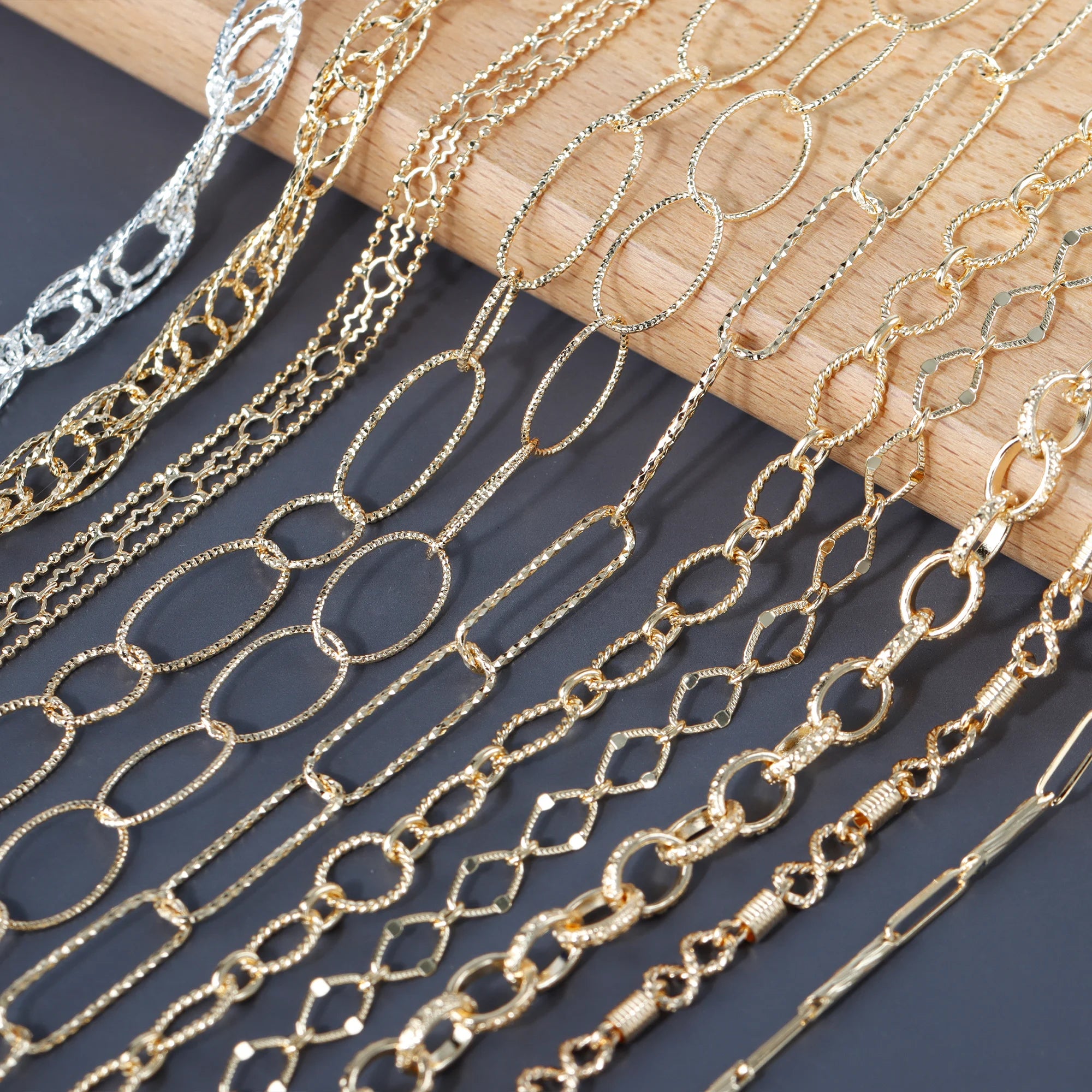 Wholesale C192 1m/lot  18K Gold Plated DIY Chain Necklace for Women Multi-Style Fashion Jewelry Accessories Metal Material
