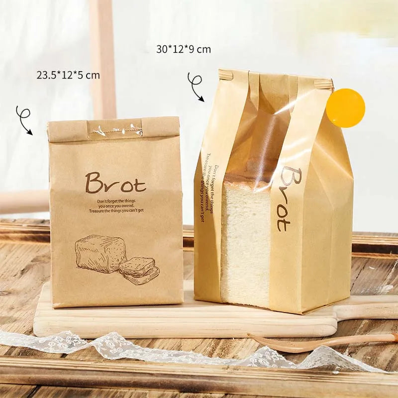 Wire-sealed Bread Packaging Bag 450g Toast Bag Sliced Baking Packaging Grease-Proof Paper Bag for Bread