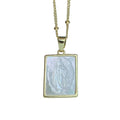 Our Lady of Guadalupe Square Mother of Pearl Pendant Gold Plated Catholic Religious Jewelry Necklace for Women Gift
