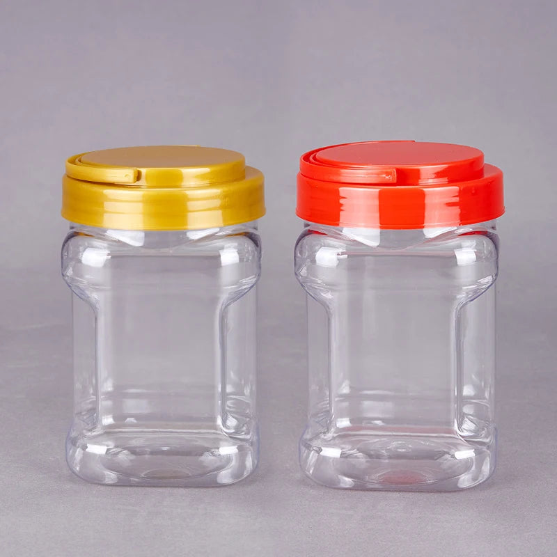 720ml Empty Square Plastic Transparent Food Grade PET Cream & Candy Packaging Container with Handle