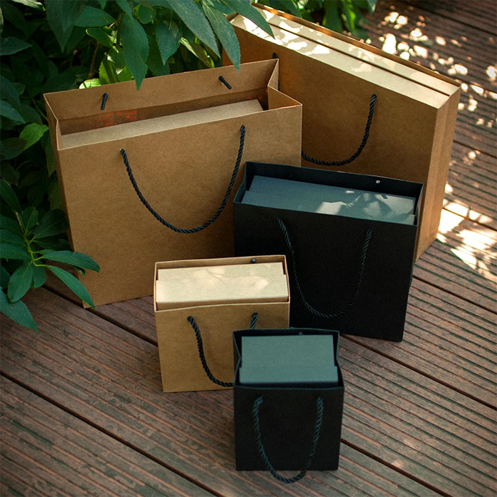 Gift Set Tote Bag Black Fine Paper Box Paper Bag Merchandise Clothing Shopping Bag Customize Your Own LOGO