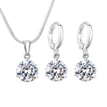 Fashion New High End Classic Bridal Wedding Platinum Plated Copper 8mm Round 3A+ Zircon Necklace and Earring Gift Sets