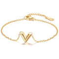 Triangle V Shape Letter Charm Bracelet for Women Couple Jewelry Gold Thin Chain & Link Bracelets