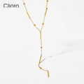 New Trend Gold Plated Stainless Steel Strand Chain Tassel Necklace Geometric Double Square Bar Y-shape